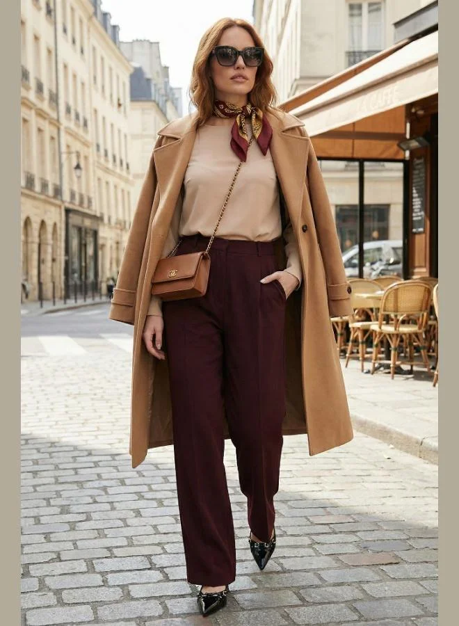 ليلا بنطلون نسائي ليلا بقصة مستقيمة وخصر مرتفع